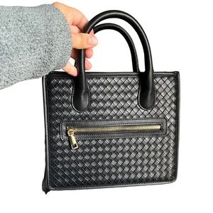 Crossi New York Black Woven Handbag